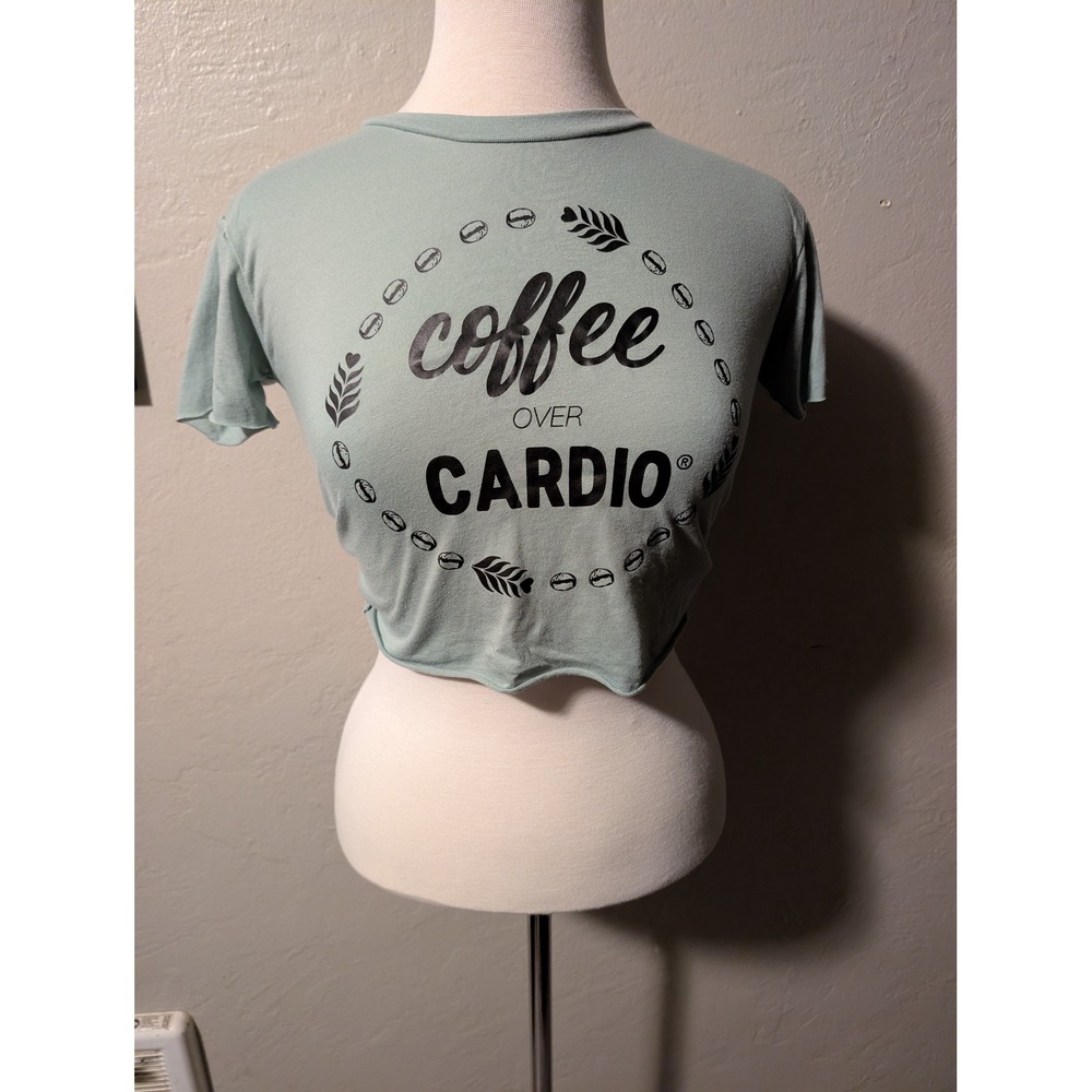 Coffee over Cardio‎ Baby Tee with raw hem oversizes XS
